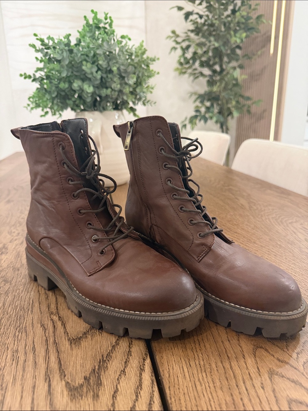 Women’s Brown Leather Combat Boots